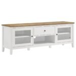 HOLLIS 2-DOOR WOOD 67-INCH TV STAND WITH DRAWER BROWN AND WHITE