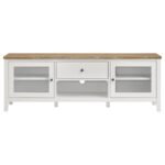 HOLLIS 2-DOOR WOOD 67-INCH TV STAND WITH DRAWER BROWN AND WHITE - Image 4