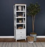 HOLLIS 4-SHELF WOOD MEDIA TOWER WITH DRAWERS BROWN AND WHITE - Image 2