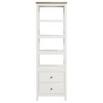 HOLLIS 4-SHELF WOOD MEDIA TOWER WITH DRAWERS BROWN AND WHITE - Image 4