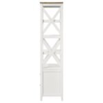 HOLLIS 4-SHELF WOOD MEDIA TOWER WITH DRAWERS BROWN AND WHITE - Image 5