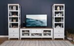 HOLLIS 4-SHELF WOOD MEDIA TOWER WITH DRAWERS BROWN AND WHITE - Image 11
