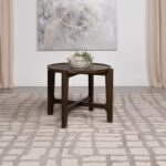 COTA ROUND SOLID WOOD END TABLE DARK BROWN - Image 2