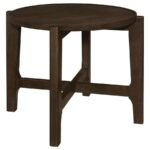 COTA ROUND SOLID WOOD END TABLE DARK BROWN