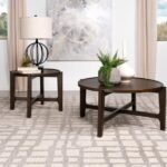 COTA 2-PIECE SOLID WOOD COFFEE AND END TABLE SET DARK BROWN