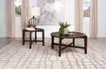 COTA 2-PIECE SOLID WOOD COFFEE AND END TABLE SET DARK BROWN