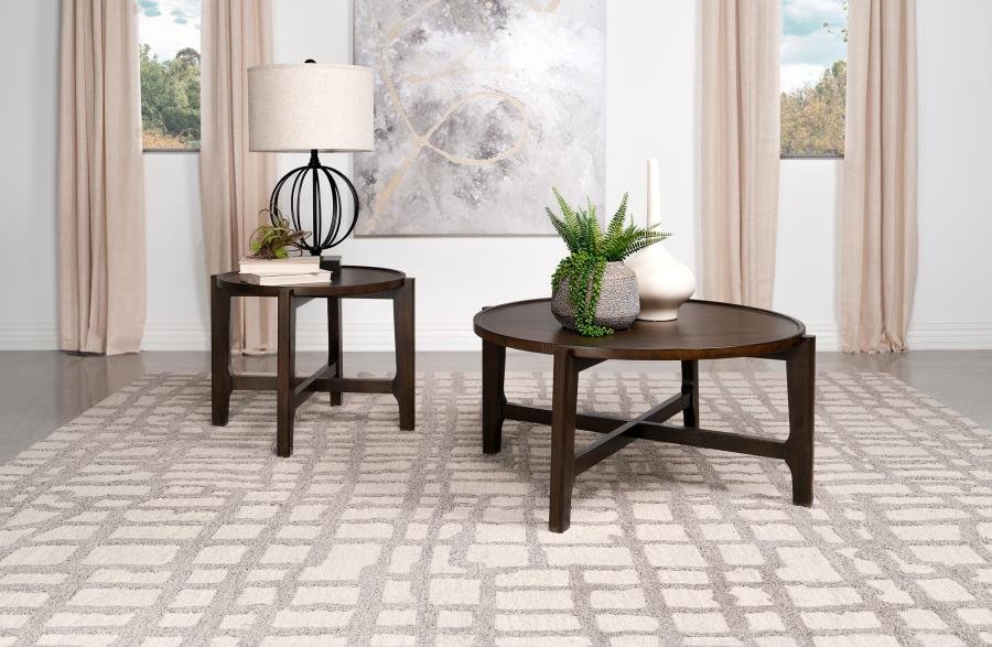 708288-S2_01x900.jpg COTA 2-PIECE SOLID WOOD COFFEE AND END TABLE SET DARK BROWN - Image 1