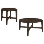 COTA 2-PIECE SOLID WOOD COFFEE AND END TABLE SET DARK BROWN - Image 2