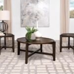 COTA 3-PIECE SOLID WOOD COFFEE AND END TABLE SET DARK BROWN