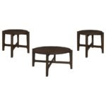 COTA 3-PIECE SOLID WOOD COFFEE AND END TABLE SET DARK BROWN - Image 2