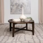 COTA ROUND SOLID WOOD COFFEE TABLE DARK BROWN - Image 2