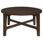 COTA ROUND SOLID WOOD COFFEE TABLE DARK BROWN - Image 3