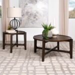 COTA ROUND SOLID WOOD COFFEE TABLE DARK BROWN - Image 6