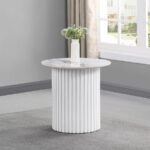 ROWENA ROUND SINTERED STONE END TABLE WHITE FAUX MARBLE - Image 2