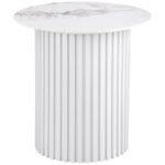 ROWENA ROUND SINTERED STONE END TABLE WHITE FAUX MARBLE