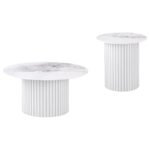 ROWENA 2-PIECE COFFEE AND END TABLE SET WHITE FAUX MARBLE - Image 2