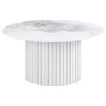 ROWENA 3-PIECE COFFEE AND END TABLE SET WHITE FAUX MARBLE - Image 4