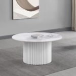 ROWENA ROUND SINTERED STONE COFFEE TABLE WHITE FAUX MARBLE - Image 2