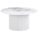 ROWENA ROUND SINTERED STONE COFFEE TABLE WHITE FAUX MARBLE