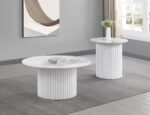 ROWENA ROUND SINTERED STONE COFFEE TABLE WHITE FAUX MARBLE - Image 5