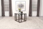 ADRI RECTANGULAR GLASS TOP SIDE END TABLE BLACK NICKEL - Image 2