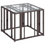 ADRI RECTANGULAR GLASS TOP SIDE END TABLE BLACK NICKEL