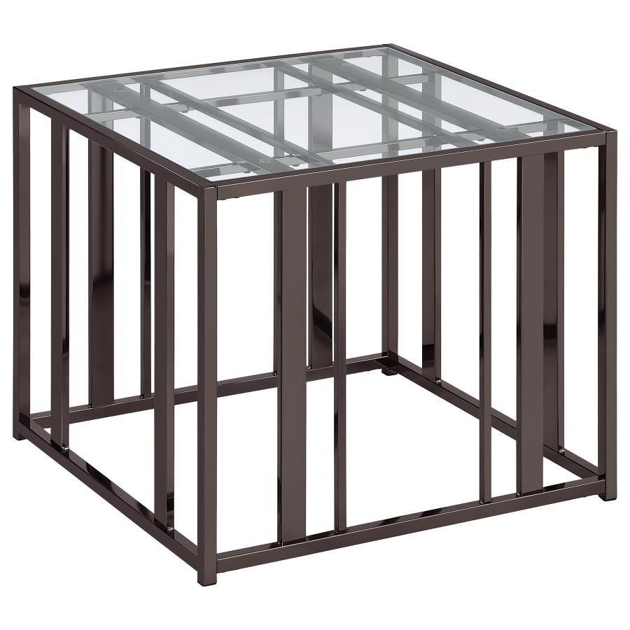 708357_02x900.jpg ADRI RECTANGULAR GLASS TOP SIDE END TABLE BLACK NICKEL - Image 1