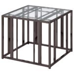 ADRI RECTANGULAR GLASS TOP SIDE END TABLE BLACK NICKEL - Image 4