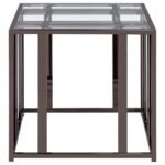 ADRI RECTANGULAR GLASS TOP SIDE END TABLE BLACK NICKEL - Image 5