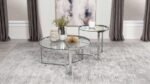 DELIA 2-PIECE ROUND GLASS TOP NESTING COFFEE TABLE CHROME - Image 2