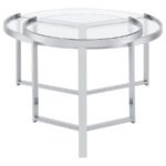 DELIA 2-PIECE ROUND GLASS TOP NESTING COFFEE TABLE CHROME - Image 7