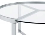 DELIA 2-PIECE ROUND GLASS TOP NESTING COFFEE TABLE CHROME - Image 10