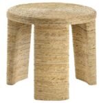 ARTINA WOVEN RATTAN ROUND SIDE END TABLE NATURAL BROWN