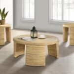 ARTINA 3-PIECE RATTAN COFFEE AND END TABLE SET NATURAL