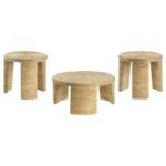 ARTINA 3-PIECE RATTAN COFFEE AND END TABLE SET NATURAL - Image 2