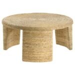 ARTINA WOVEN RATTAN ROUND COFFEE TABLE NATURAL BROWN - Image 3
