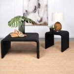 CAHYA 2-PIECE RATTAN COFFEE AND END TABLE SET BLACK
