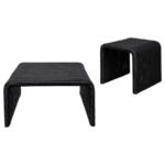 CAHYA 2-PIECE RATTAN COFFEE AND END TABLE SET BLACK - Image 2