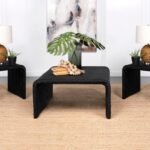 CAHYA 3-PIECE RATTAN COFFEE AND END TABLE SET BLACK
