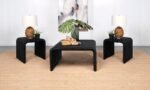 CAHYA 3-PIECE RATTAN COFFEE AND END TABLE SET BLACK