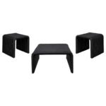 CAHYA 3-PIECE RATTAN COFFEE AND END TABLE SET BLACK - Image 2