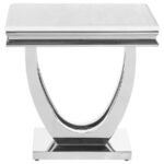 KERWIN SQUARE STONE TOP END TABLE WHITE AND CHROME - Image 3