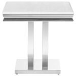 KERWIN SQUARE STONE TOP END TABLE WHITE AND CHROME - Image 4