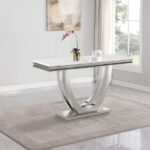 KERWIN U-BASE STONE TOP ENTRYWAY SOFA CONSOLE TABLE CHROME - Image 2