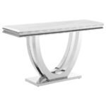 KERWIN U-BASE STONE TOP ENTRYWAY SOFA CONSOLE TABLE CHROME