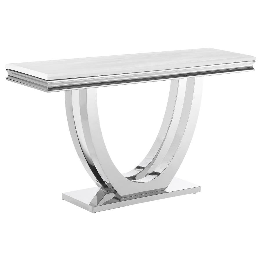 708539_02x900.jpg KERWIN U-BASE STONE TOP ENTRYWAY SOFA CONSOLE TABLE CHROME - Image 1