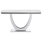 KERWIN U-BASE STONE TOP ENTRYWAY SOFA CONSOLE TABLE CHROME - Image 3