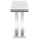 KERWIN U-BASE STONE TOP ENTRYWAY SOFA CONSOLE TABLE CHROME - Image 4