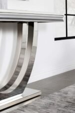 KERWIN U-BASE STONE TOP ENTRYWAY SOFA CONSOLE TABLE CHROME - Image 6