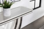 KERWIN U-BASE STONE TOP ENTRYWAY SOFA CONSOLE TABLE CHROME - Image 7